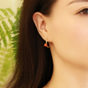 Double C Gold-Plated South Red Agate Earring