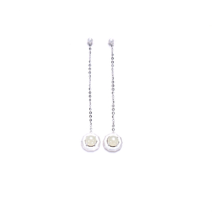 Premium Shifang Collection 925 Silver Light Greenish White Hetian Jade Earring