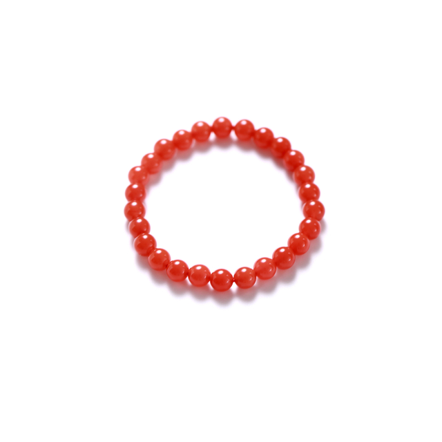 South Red Agate Collection Bead Bracelet (Vermilion Red)