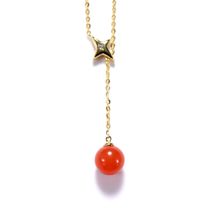 Tea Fruit Collection Silver Bright Gold-Plated South Red Agate Necklace