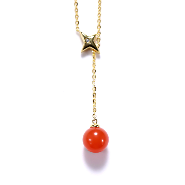 Tea Fruit Collection Silver Bright Gold-Plated South Red Agate Necklace