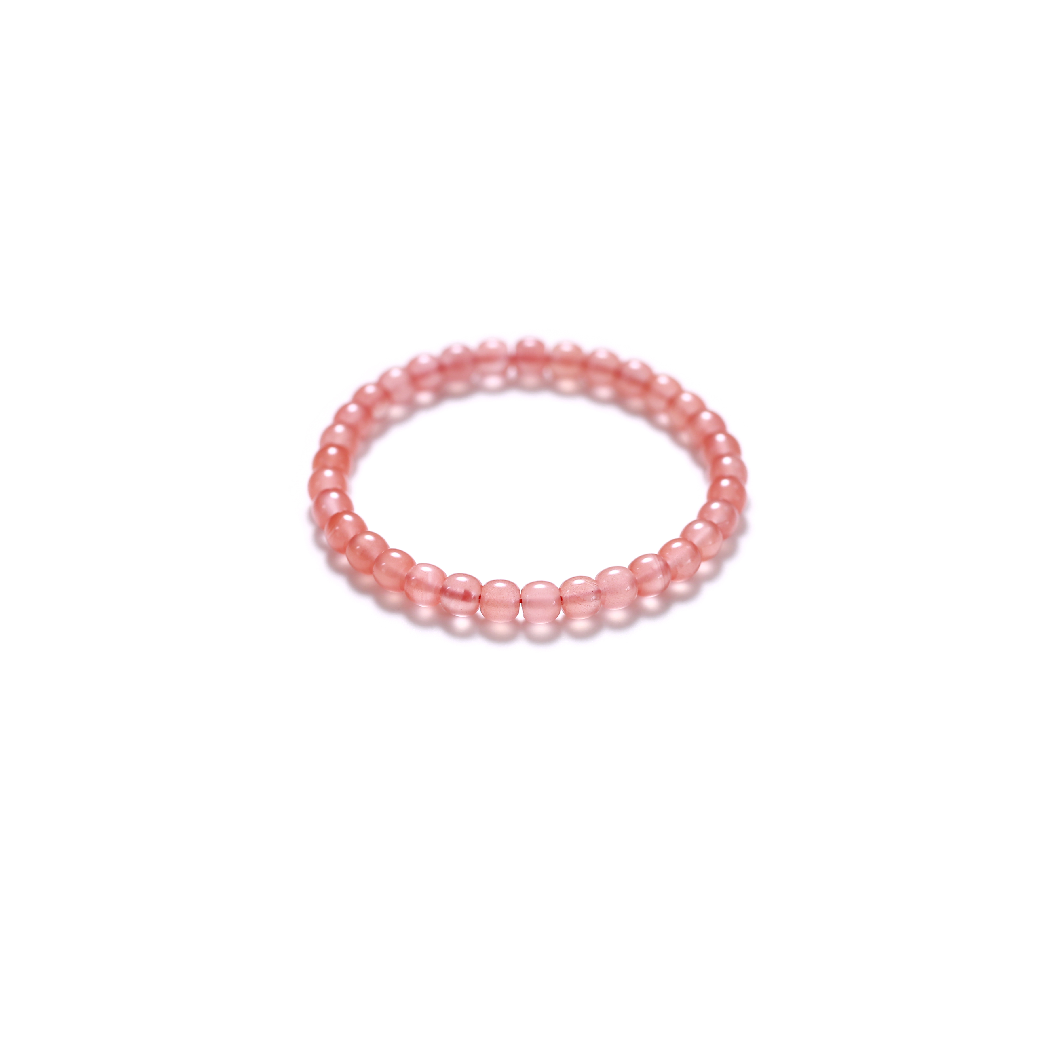 South Red Agate Collection Bead Bracelet (Cherry Blossom Pink)