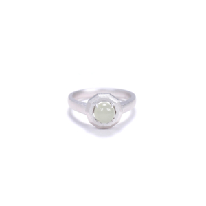 Premium Shifang Collection 925 Silver Light Greenish White Hetian Jade Ring