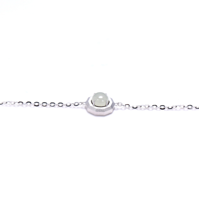 Premium Shifang Collection 925 Silver Light Greenish White Hetian Jade Bracelet