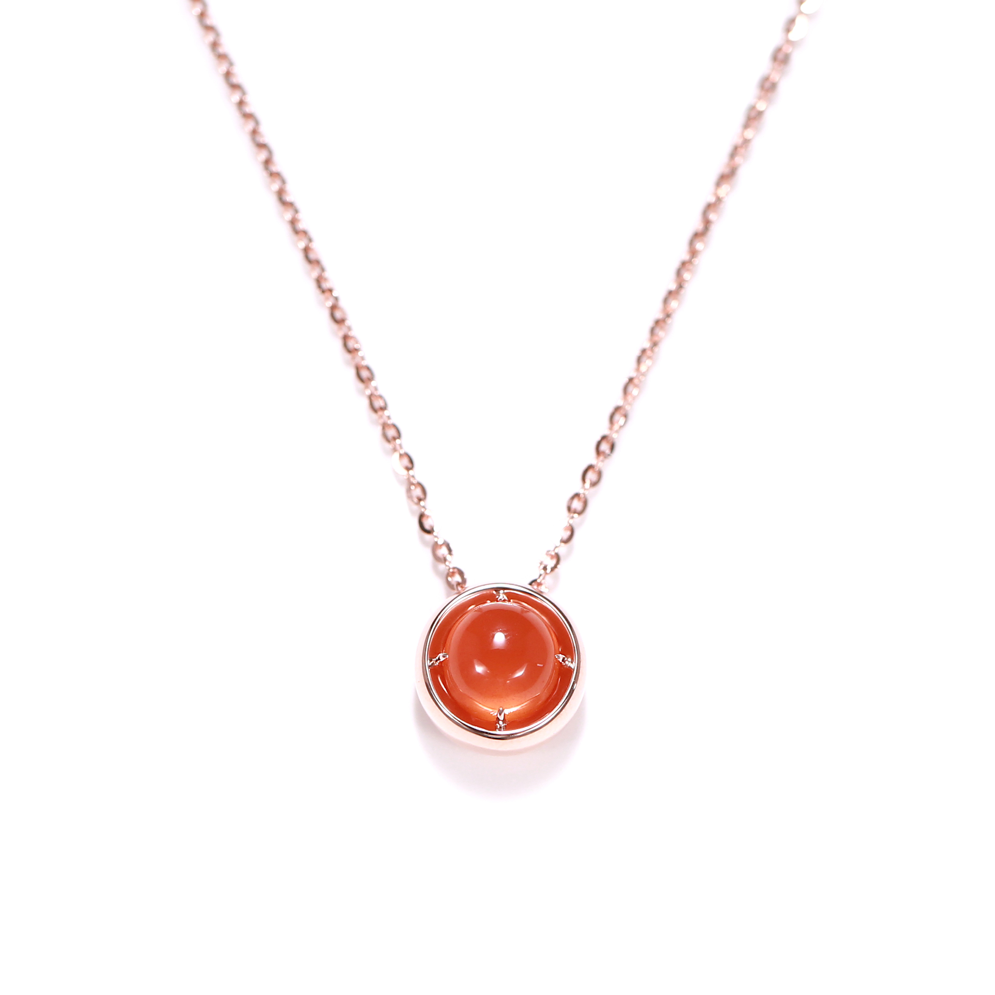 Tea Fruit Collection Silver Rose Gold-Plated South Red Agate Necklace