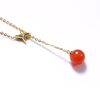 Tea Fruit Collection Silver Bright Gold-Plated South Red Agate Necklace