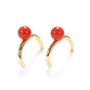 Tea Fruit Collection Silver Bright Gold-Plated South Red Agate Earring
