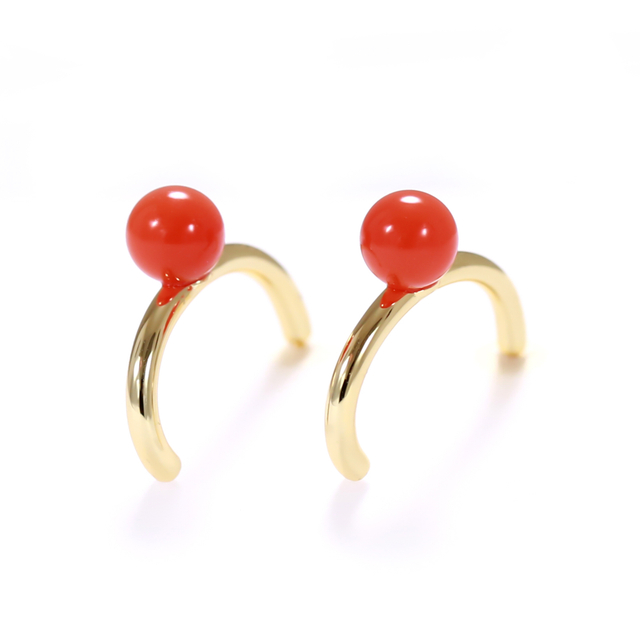 Tea Fruit Collection Silver Bright Gold-Plated South Red Agate Earring