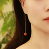 Double Pearl Style Silver Gold-Plated South Red Agate Earring