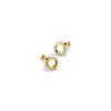 Ling Long Collection Hetian Light Greenish White Jade 925 Silver Gold-Plated Earring Stud(Nephrite）