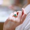 Shifang Collection Malachite 925 Silver Gold-Plated Ring