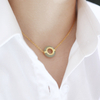 Ling Long Collection Hetian Light Greenish White Jade 925 Silver Gold-Plated Necklace(Nephrite）