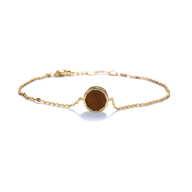 Shifang Collection Tiger's Eye 925 Silver Gold-Plated Bracelet