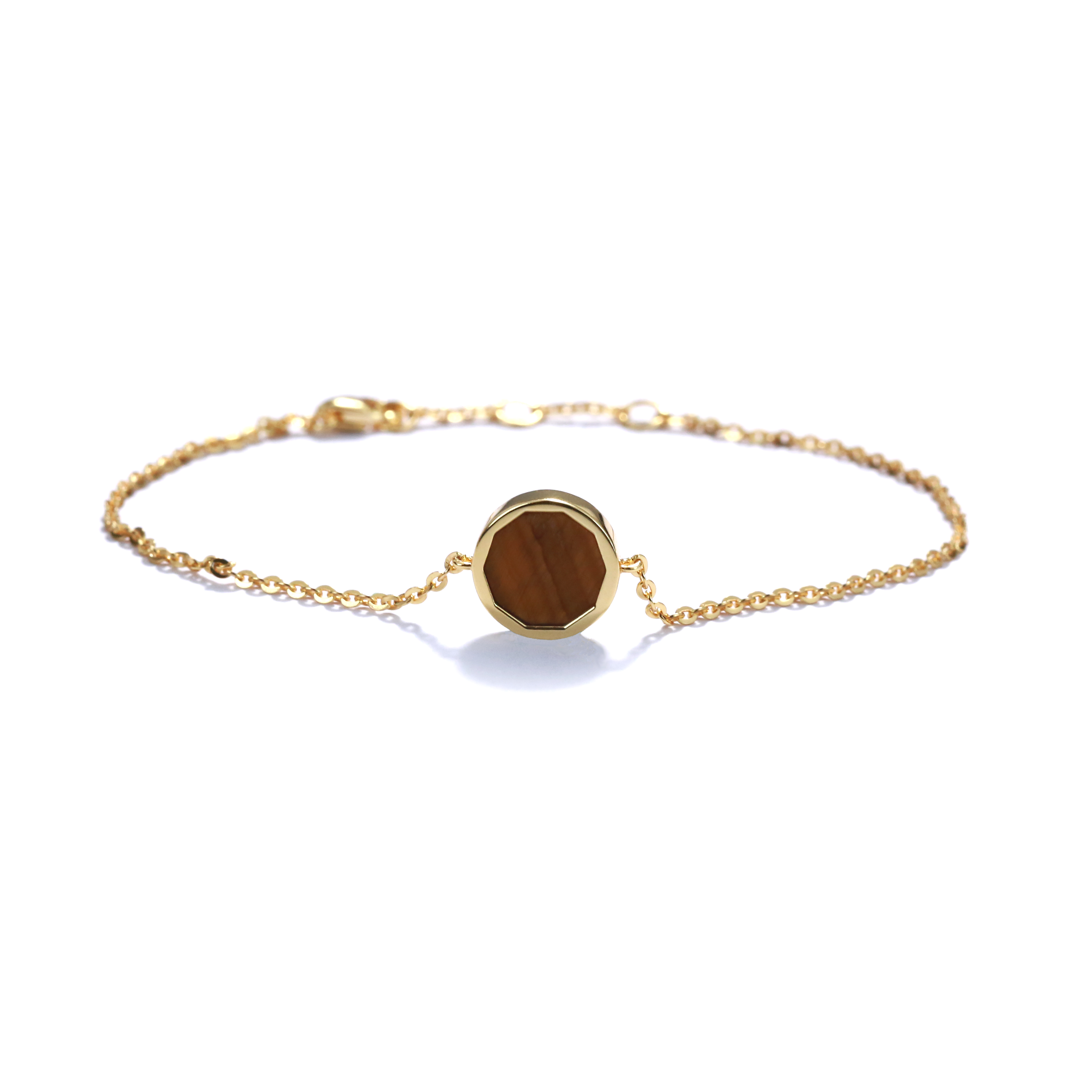 Shifang Collection Tiger's Eye 925 Silver Gold-Plated Bracelet