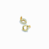 Ling Long Collection Hetian Light Greenish White Jade 925 Silver Gold-Plated Earring Stud(Nephrite）
