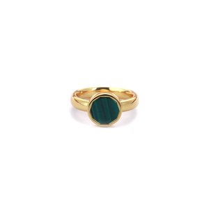 Shifang Collection Malachite 925 Silver Gold-Plated Ring