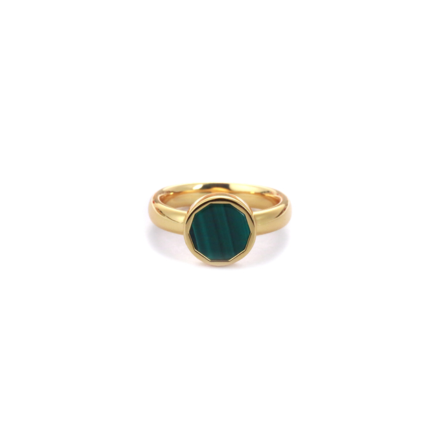 Shifang Collection Malachite 925 Silver Gold-Plated Ring