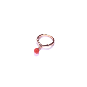 Tea Fruit Collection 925 Silver Rose Gold-Plated Swingable Cubic Zirconia & South Red Agate Bamboo Joint Ring