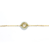 Ling Long Collection Hetian Light Greenish White Jade 925 Silver Gold-Plated Bracelet(Nephrite）