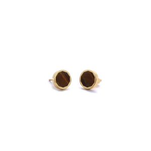 Shifang Collection Tiger's Eye 925 Silver Gold-Plated Earring Stud 