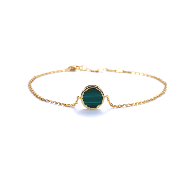 Shifang Collection Malachite 925 Silver Gold-Plated Bracelet