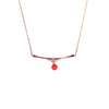 Tea Fruit Collection 925 Silver Rose Gold-Plated Swingable Cubic Zirconia & South Red Agate Bamboo Joint Necklace