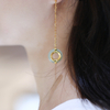 Ling Long Collection Hetian Light Greenish White Jade 925 Silver Gold-Plated Earrings(Nephrite）