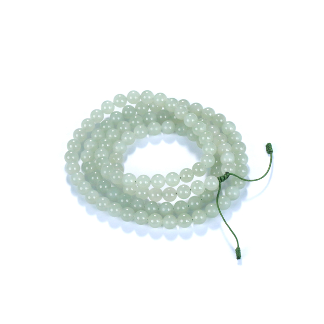Hetian Jade Collection 108-Bead Light Greenish White Hetian Jade Long Mala Bracelet