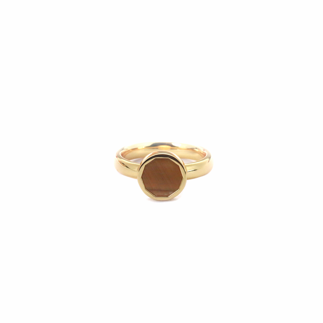 Shifang Collection Tiger's Eye 925 Silver Gold-Plated Ring