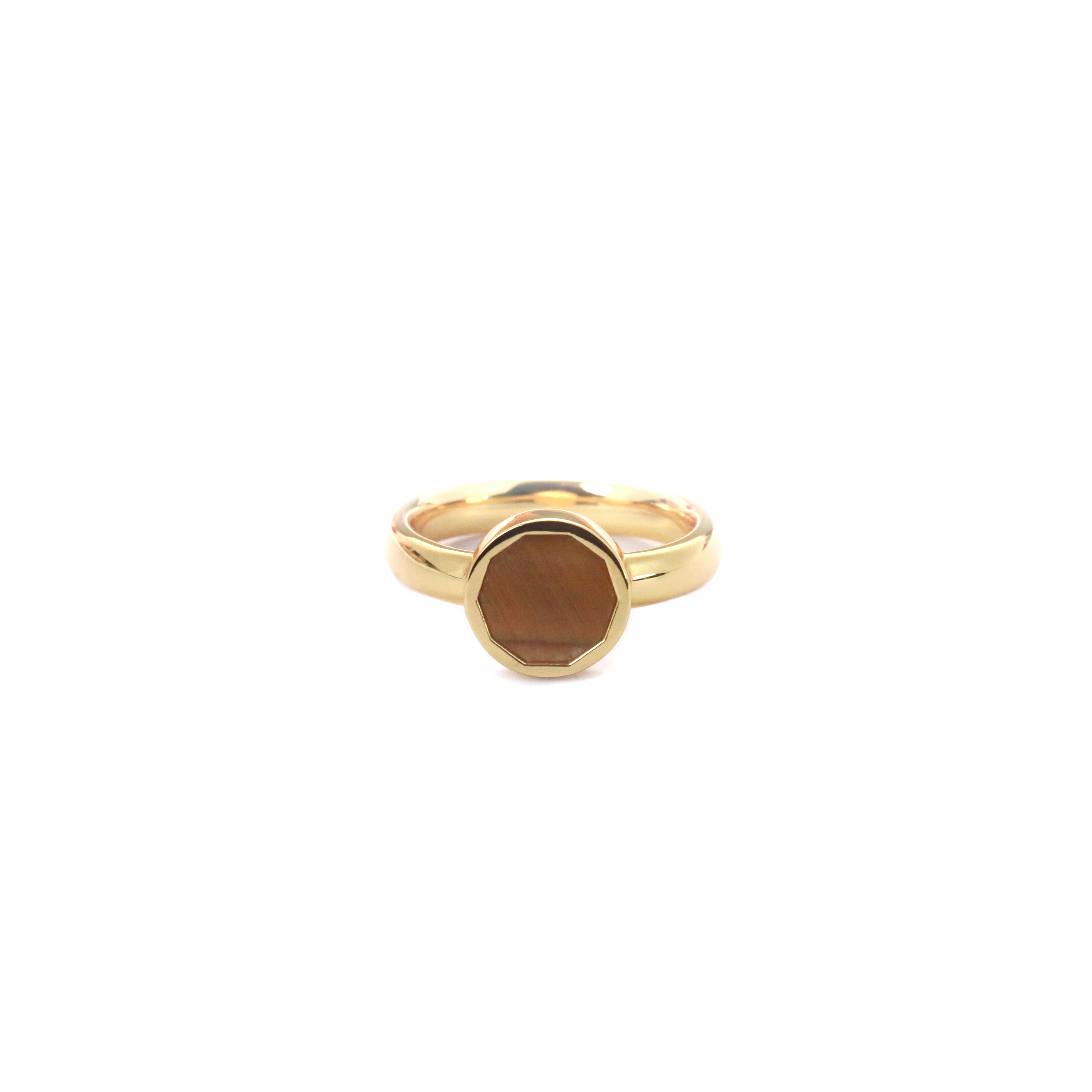 Shifang Collection Tiger's Eye 925 Silver Gold-Plated Ring