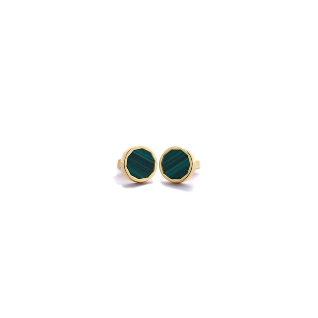 Shifang Collection Malachite 925 Silver Gold-Plated Earring Stud 